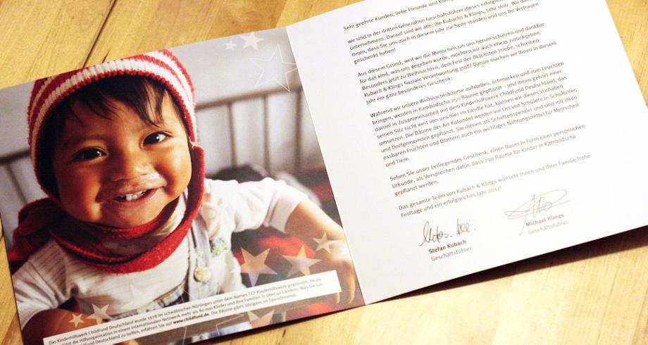 Weihnachtskarte an Unternehmenskunden: Spenden statt schenken