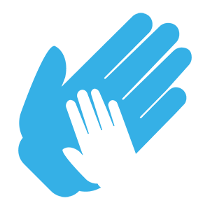 Unser Logo für Patenschaften: Zwei Hände ineinander verschränkt.